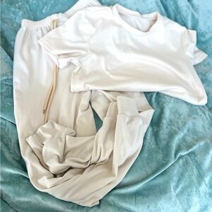 Cream Crop Sweater & Jogger set